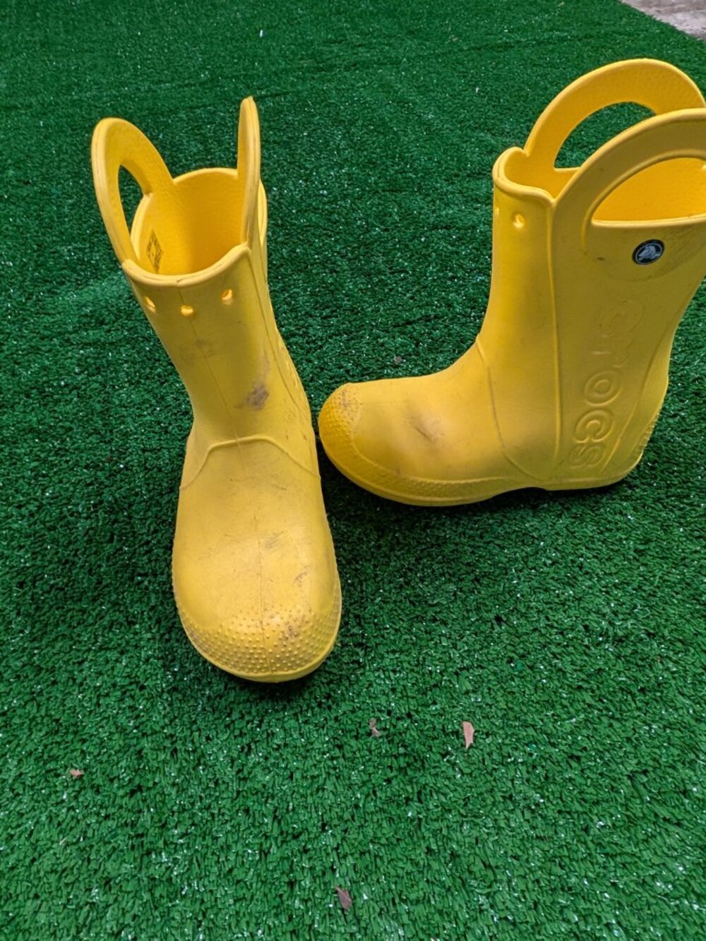 Yellow Kids Crocs Rain Boots - child size J1